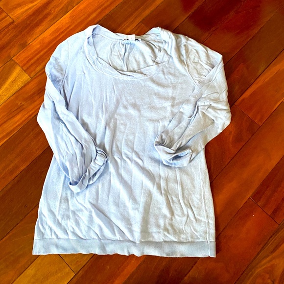 Light blue light weight three-quarter length sleeve sweater - Picture 1 of 5